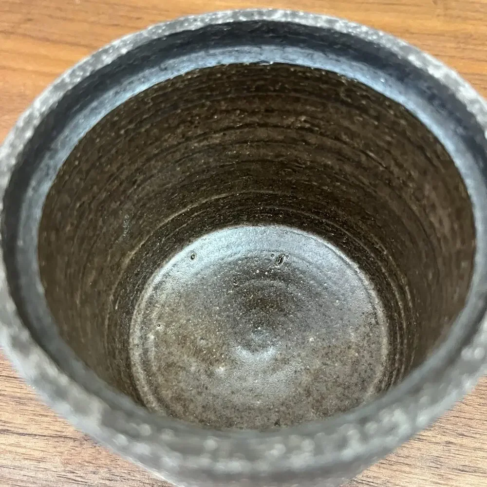 Vintage Stoneware Pottery Signed Tea Trinket Container With Lid Greek
